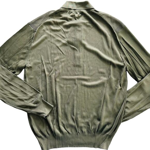 TOM FORD Men's Viscose Rayon Long Sleeve Polo Green NEW Size 50 Lightweight - Picture 7 of 8